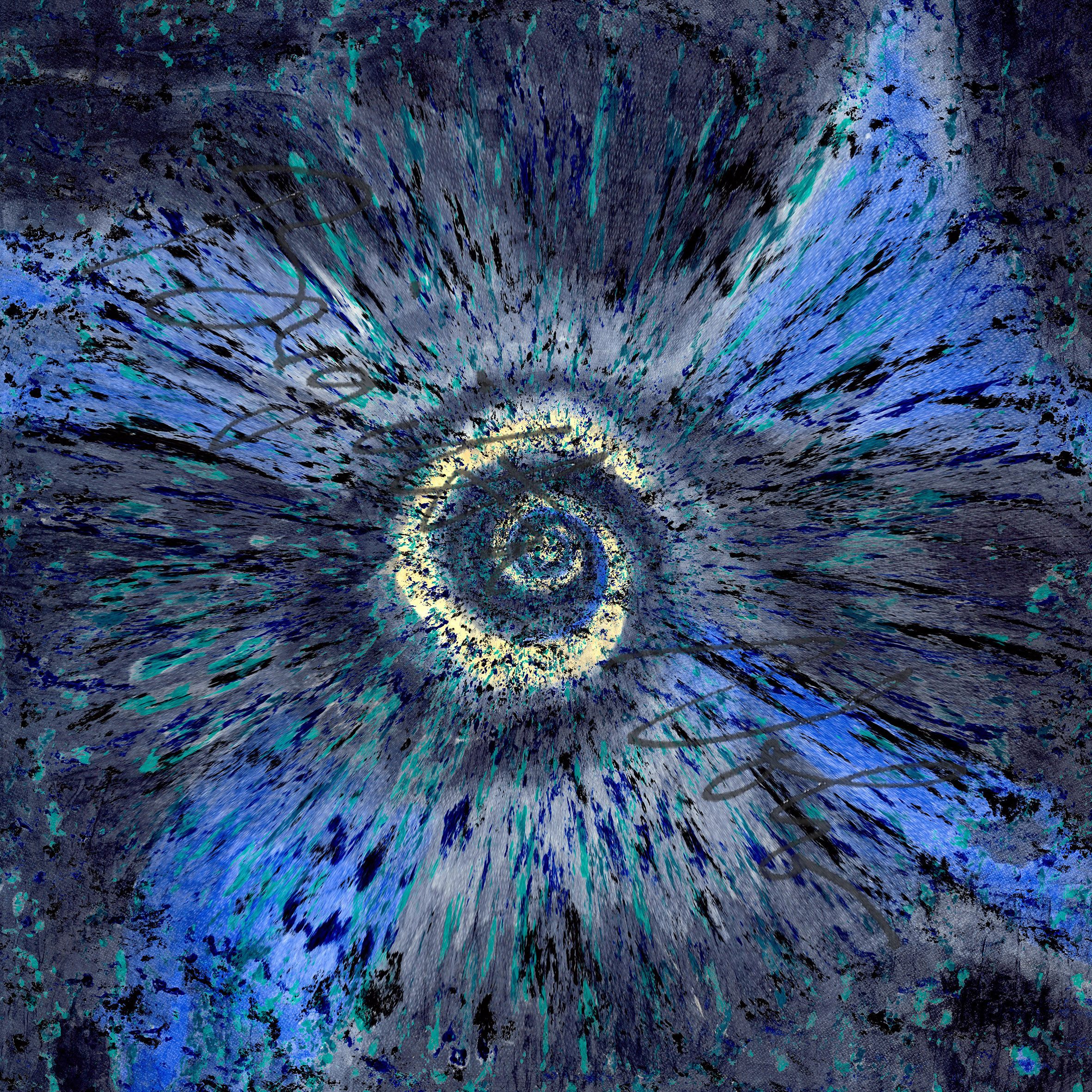 Blue Galaxy, 2022, 97 x 97 cm, bark print on rice paper, digitally modified