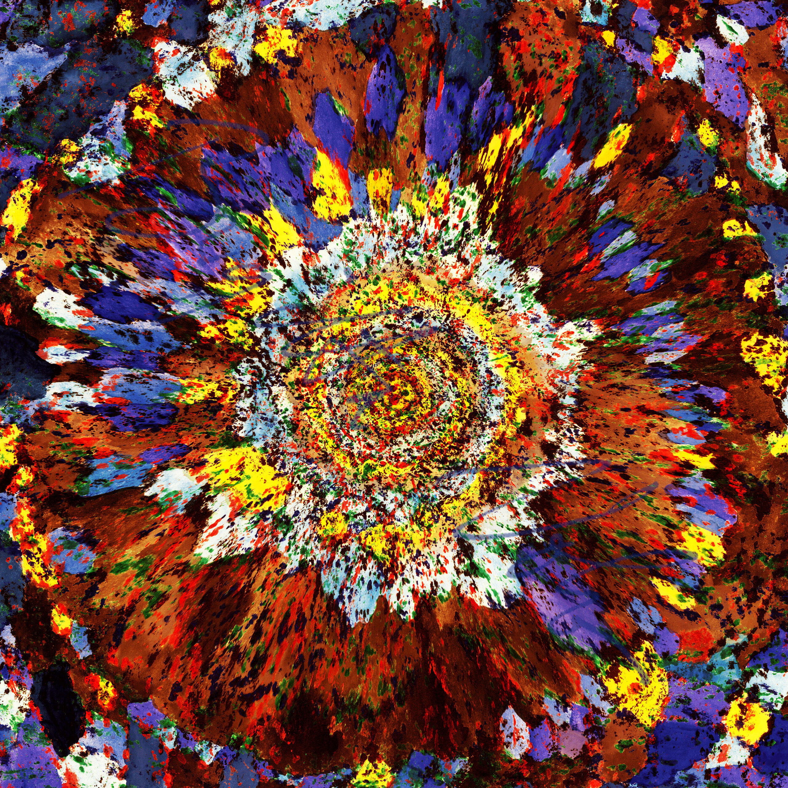 Colourful Galaxy, 2022, 90 x 90 cm, bark print on rice paper, digitally modified