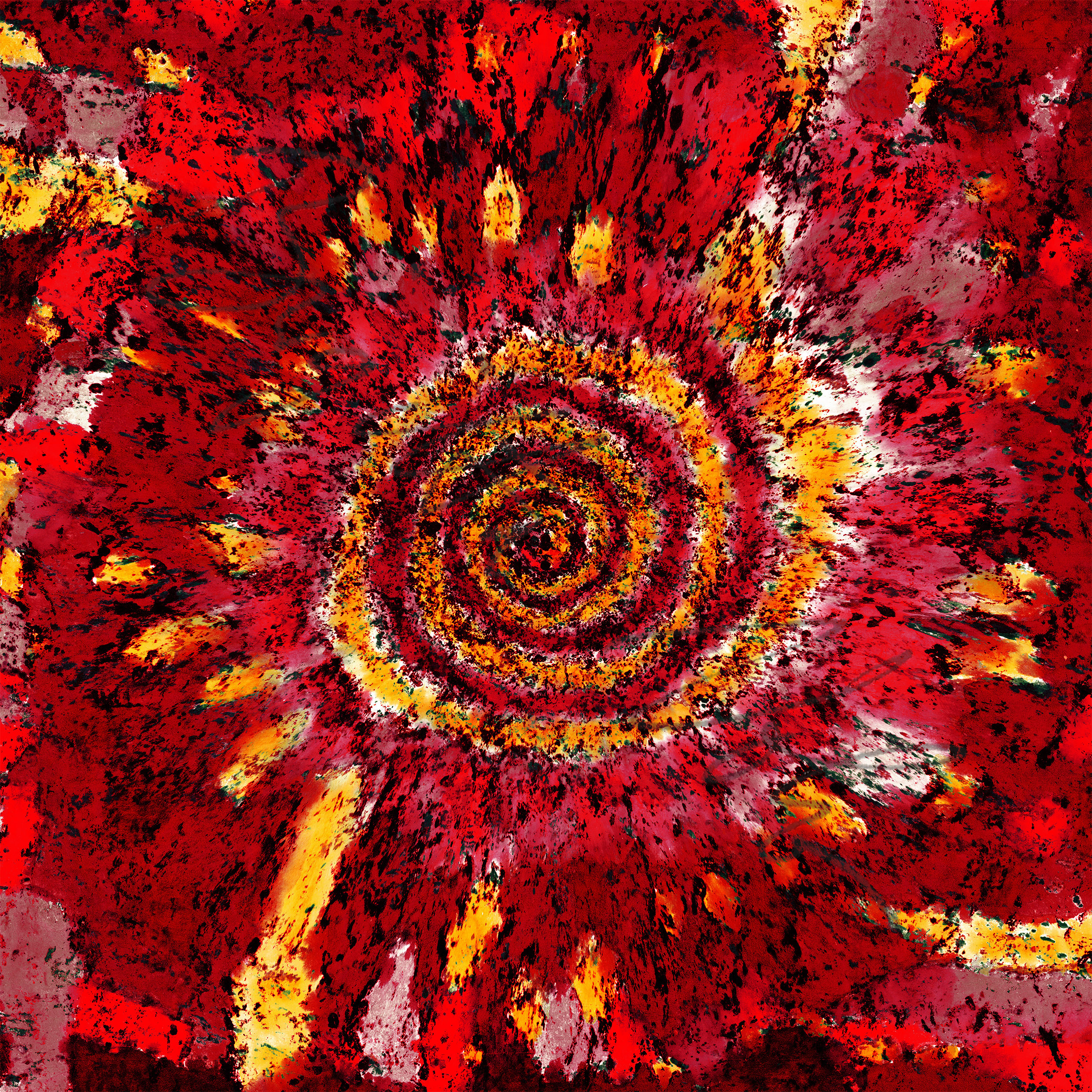 Red Galaxy, 2022, 95 x 95 cm, digital variation of the turquoise galaxy