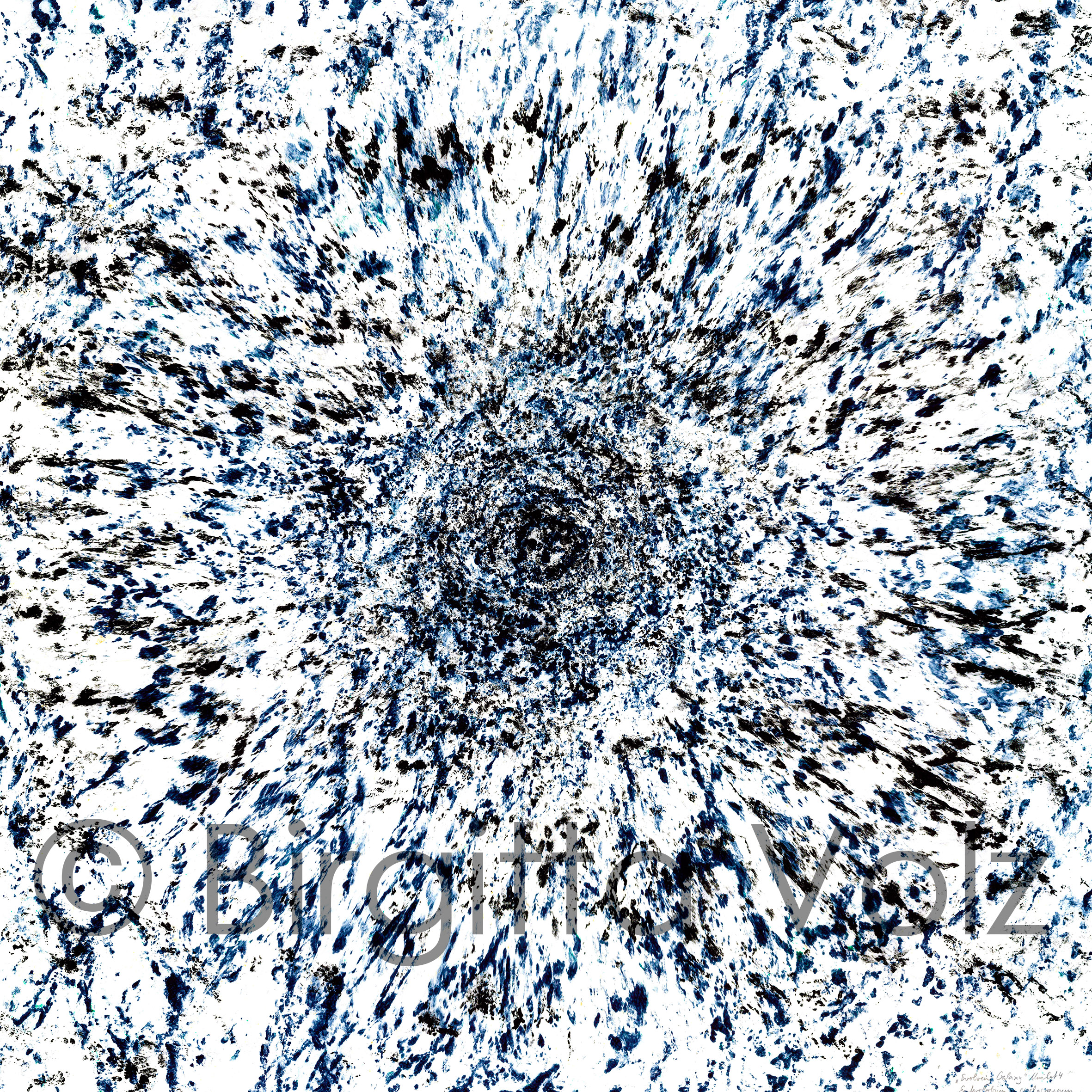 Vibrant Galaxy, 2022, 97 x 97 cm, bark print in 4 colours on rice paper, digitally modified