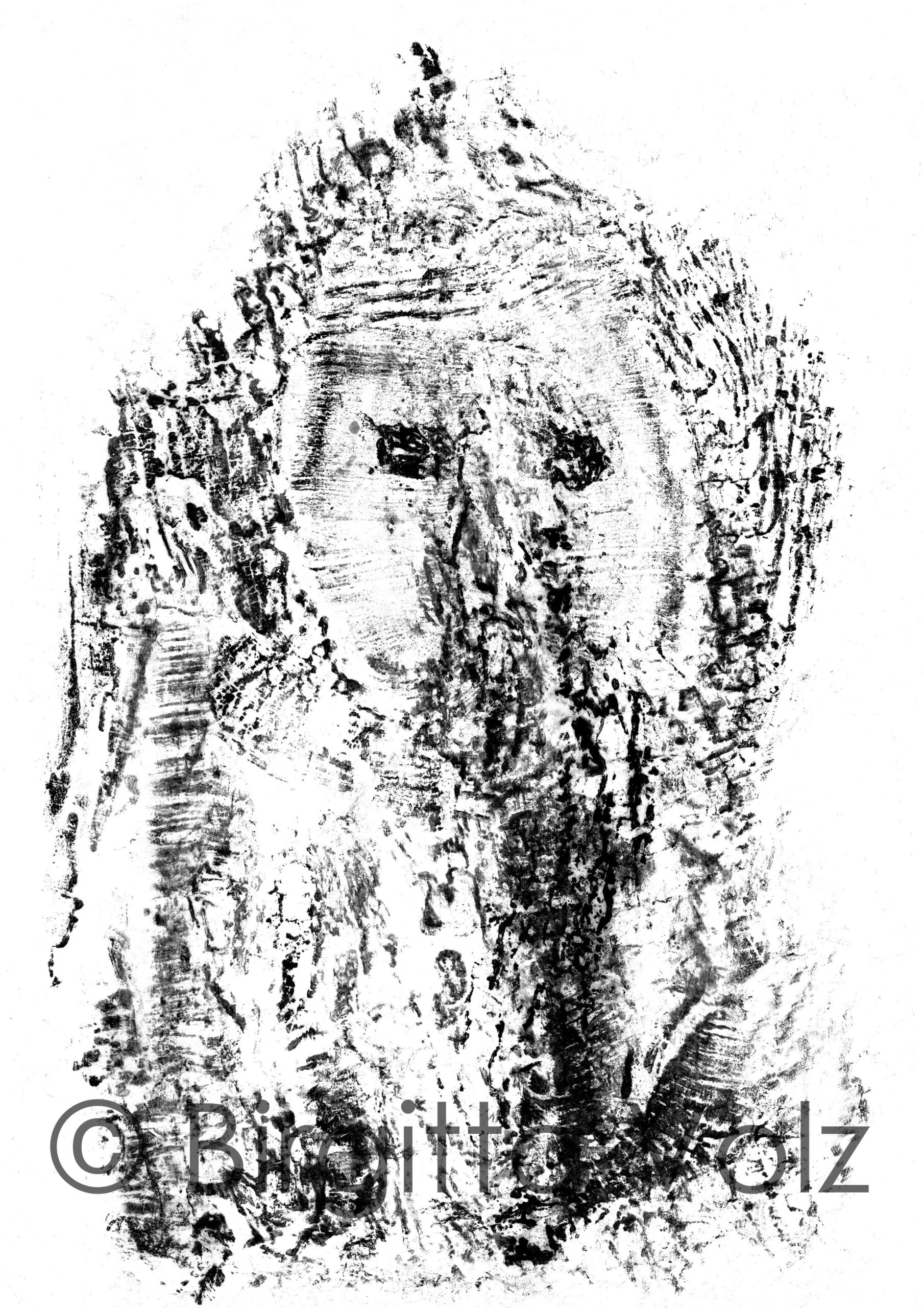 Innocent Ganesha, 2019, 100 x 70 cm, bark print on rice paper