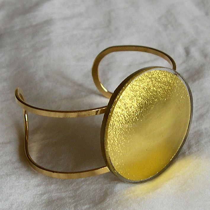 Sun cuff bracelet 4 cm (S4A), adjustable bracelet fitting (brass, gold plated)