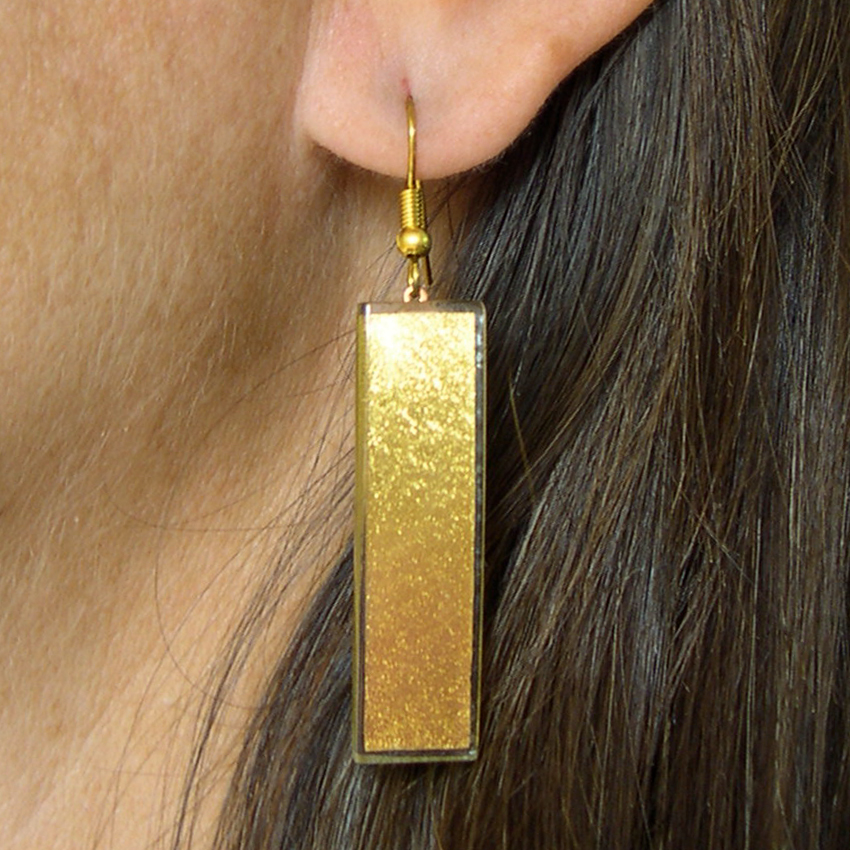 Long rectangular hanging earrings 4.1 x 1.1 cm (L1EH)