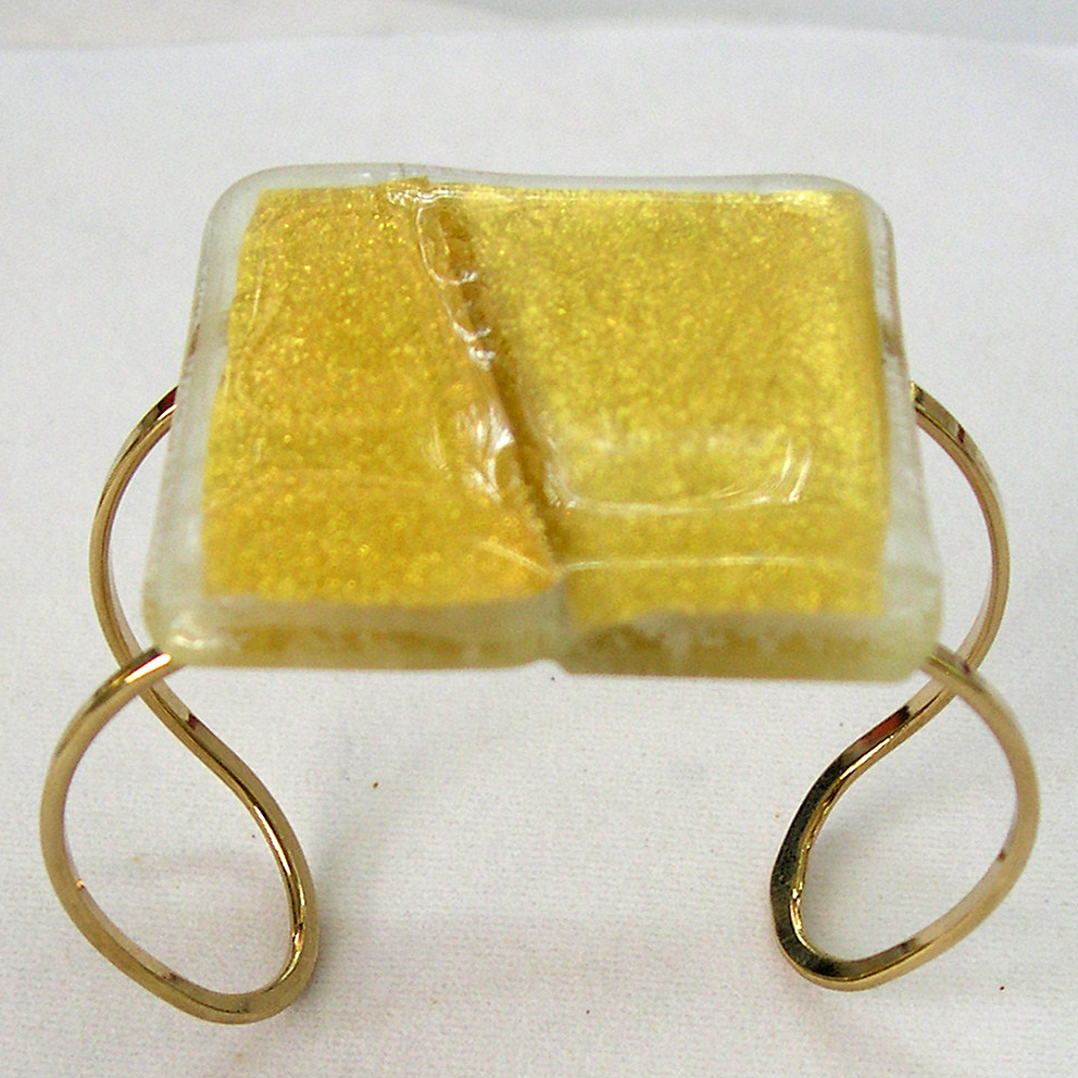 Gold Creation cuff bracelet (K5A) 4.5 cm, single piece, on a gold plated brass or sterling silver cuff, which is adjustable to every arm.