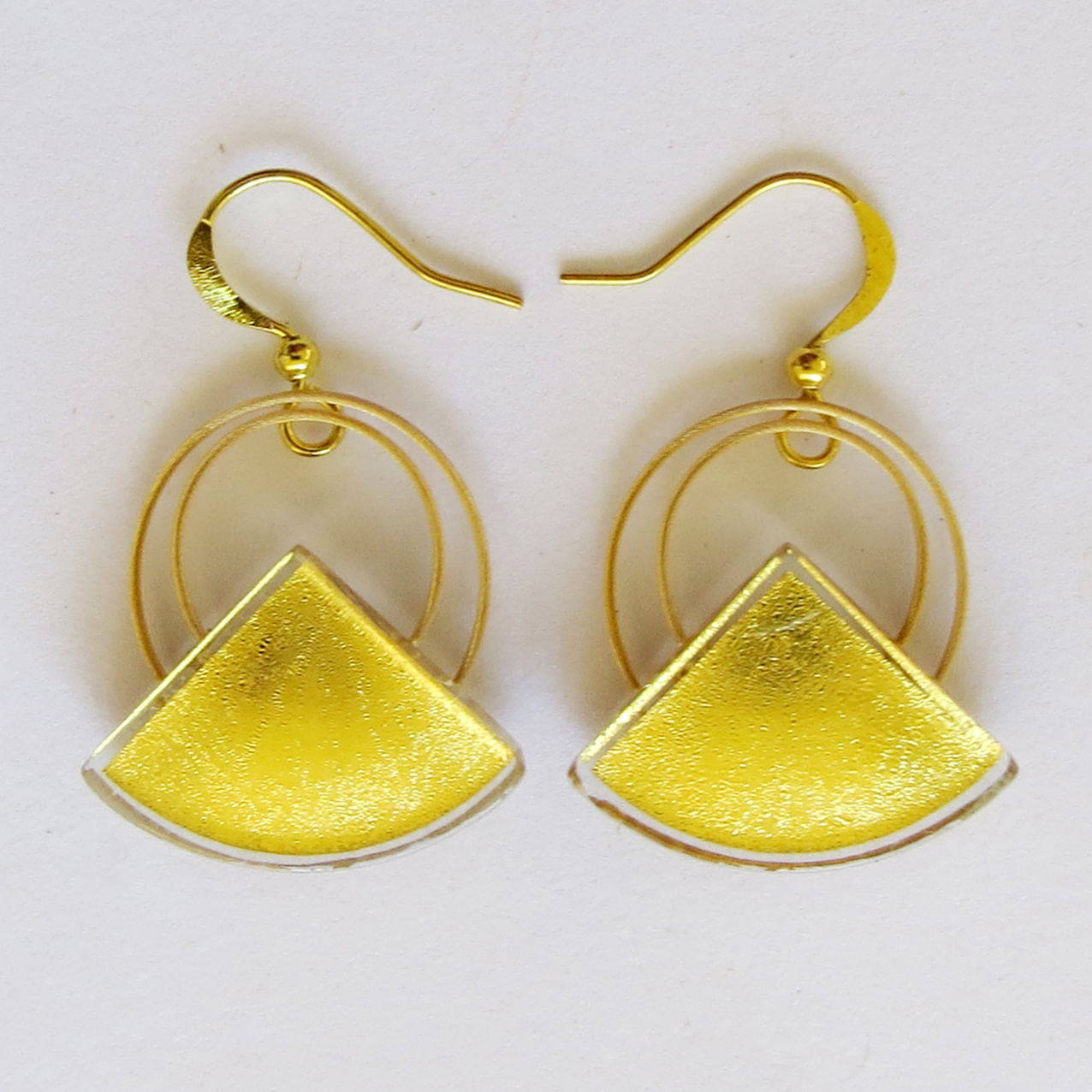 Quarter Circle hanging earrings 2.2 cm (Q2EH), also available in 2.9 cm (Q3EH) or smaller in 1.6 cm (Q15EH)