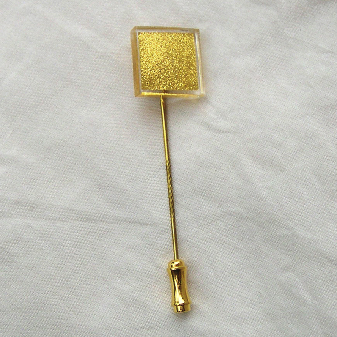 Square neck tie pin or saree pin 1.5 cm (R15MP), with a high quality gold plated brass needle.