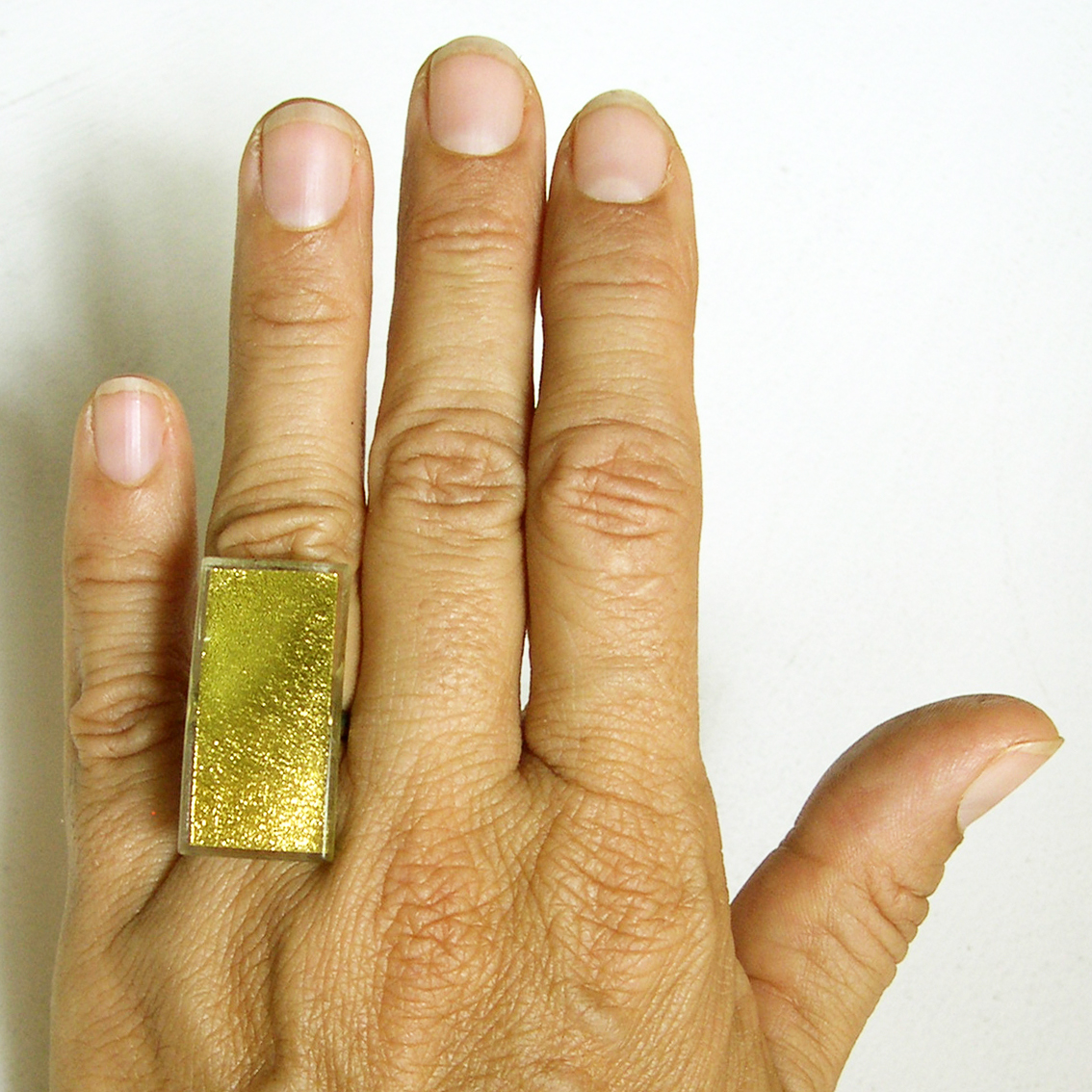 Large rectangular ring (L3R) 3 x 1.5 cm, all our rings have an adjustable fitting which can get adapted to every finger.