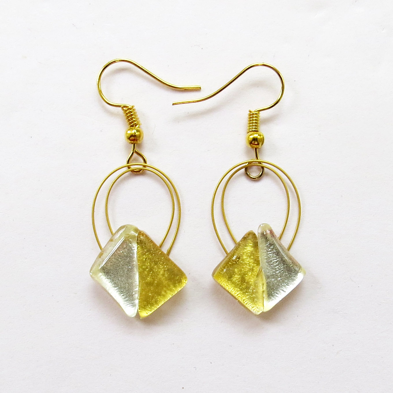 Combined Gold Creation hanging earrings (K3EHg+si), single piece pair 1.6 cm (total height 3.7 cm).