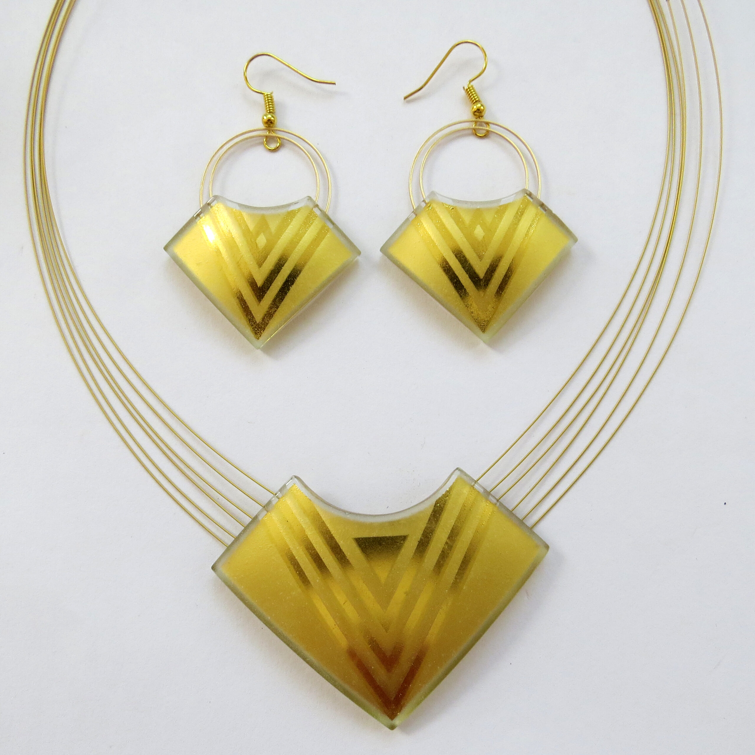 Large diamond set, 4.5 cm (D45PNm), sandblasted single piece with 2.7 cm earrings (D3EHm)