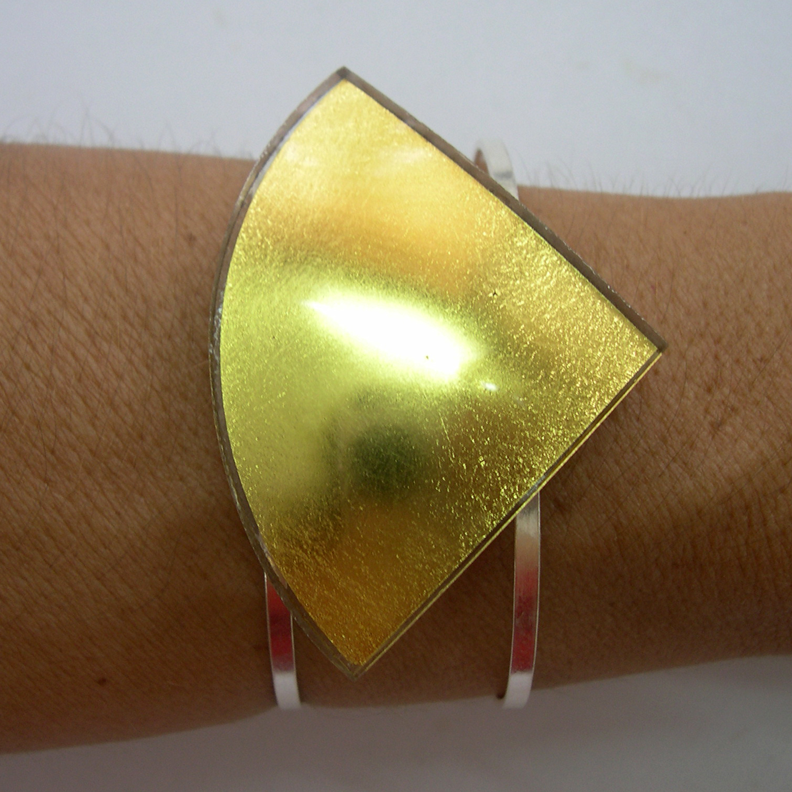 Quarter Circle cuff bracelet (Q45A) 4.4 cm, on a sterling silver cuff, which is adjustable to every arm