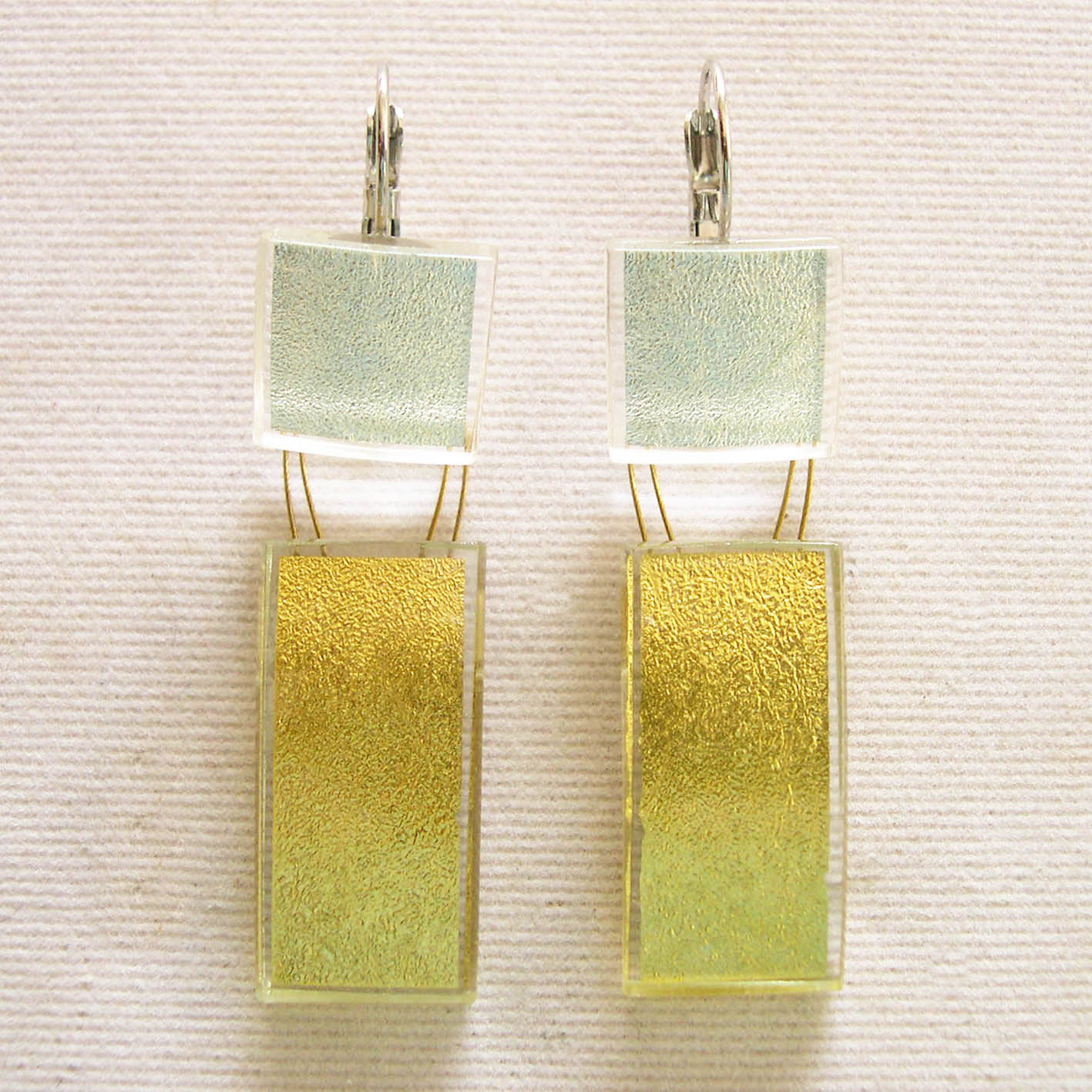 Large combined earrings (LREH), R2 silver (2.1 cm) and L3 gold (3 x 1.5 cm), they can also be worn separate