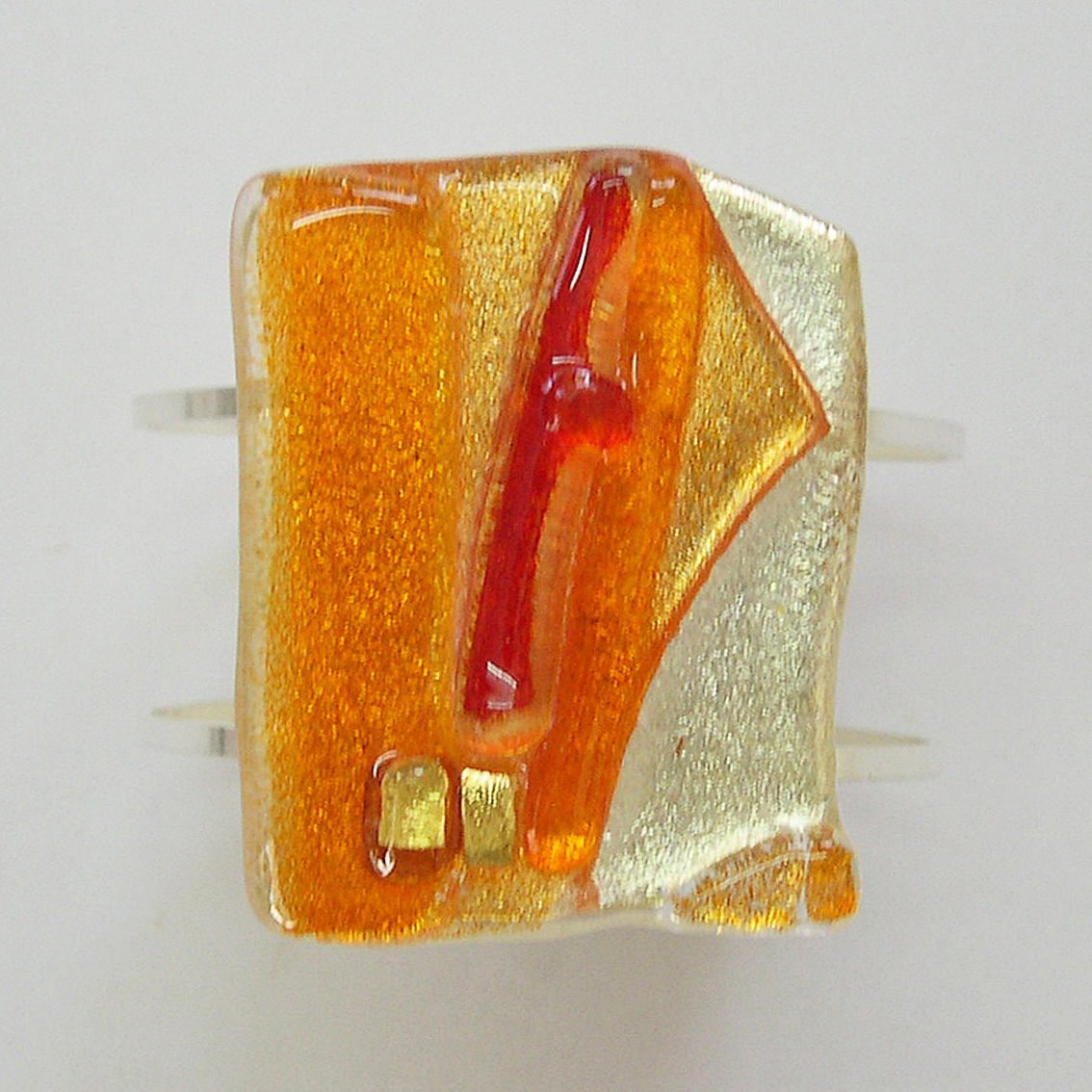 Orange Creation cuff bracelet 5.3 x 4.3 cm (P5A), single piece, on a sterling silver cuff which is adjustable to every arm.