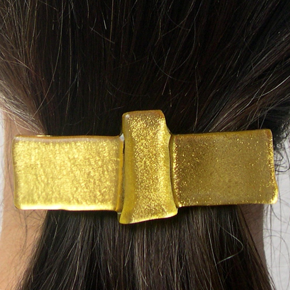 Large golden hair clip (K8H), single piece, approx. 8 x 1.8 cm (clip 6 - 7 cm)