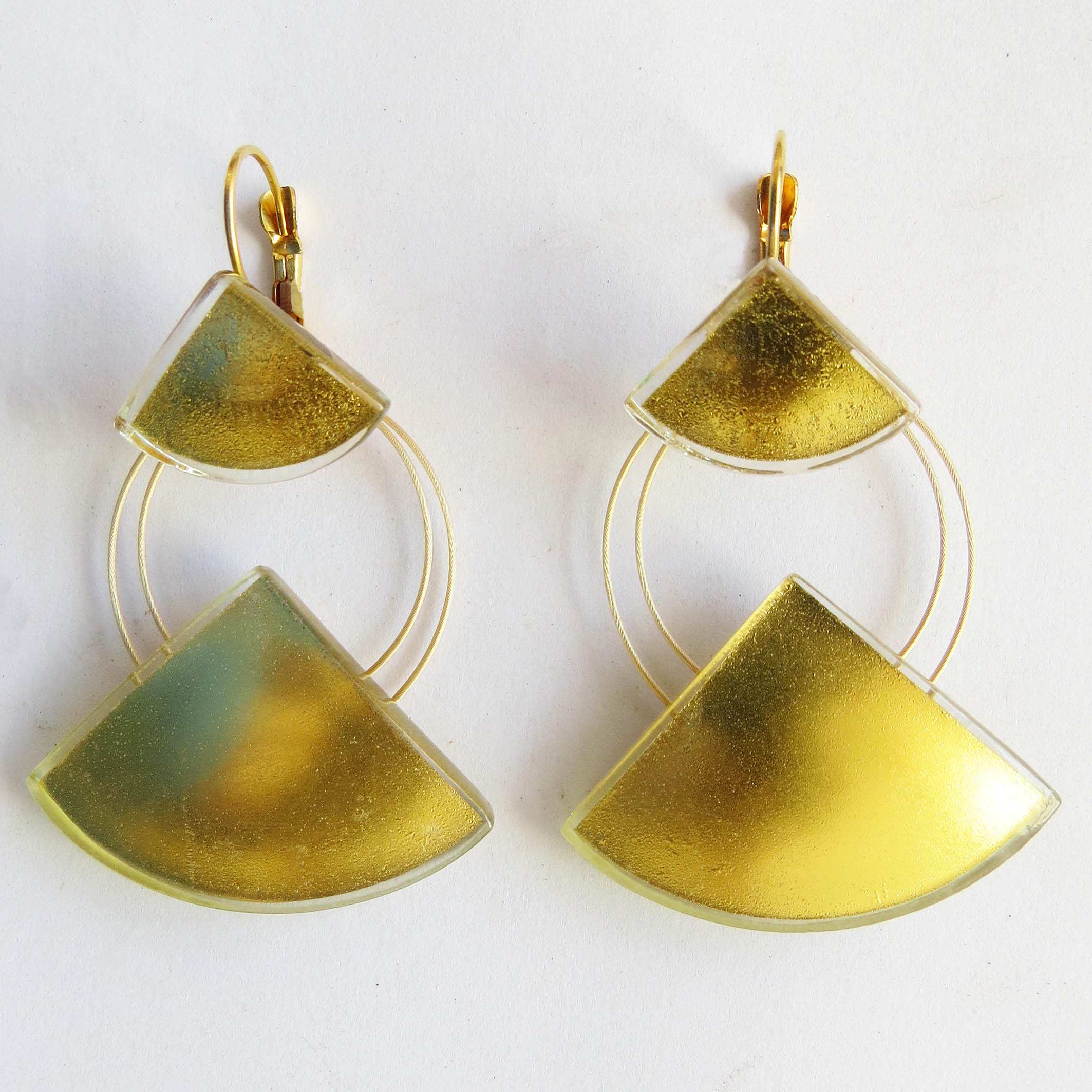 Combined Quarter Circle earrings, which can be worn separated (Q153EH) 1.6 cm and 3 cm.