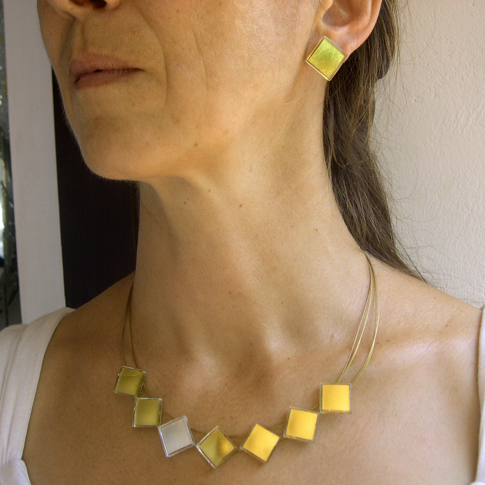 Square necklace (RN72), 7 pieces in 1.5 cm, available in different combinations