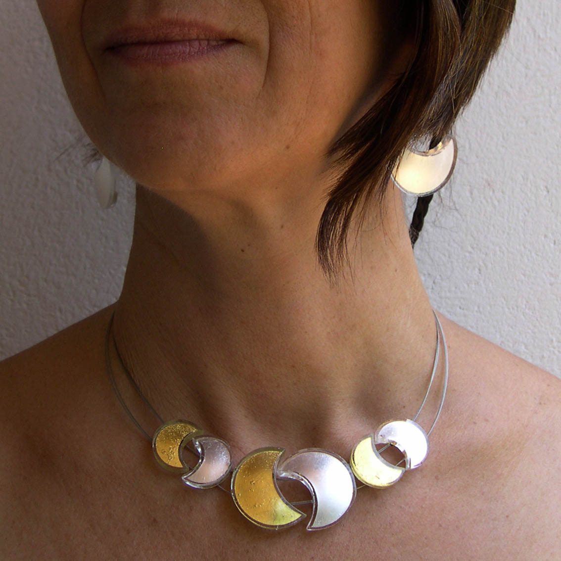 Moon & Sun necklace (MSN6) and Moon earrings (M3EHsi)